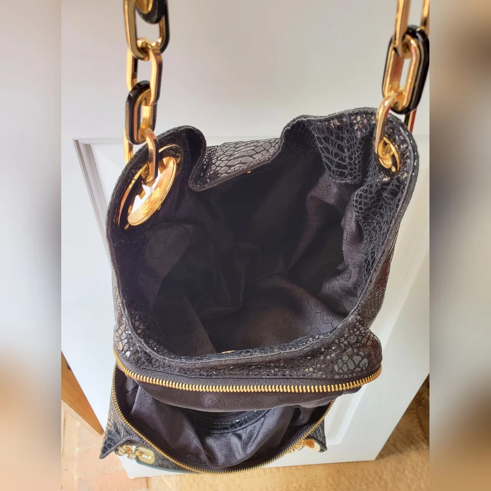 Michael Kors snakeskin handbag gold hardware EUC - Picture 6 of 15